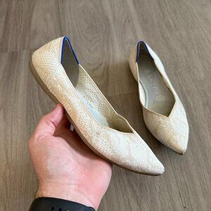 Rothy’s The Point Flats Cream Snake Print Size 6.5